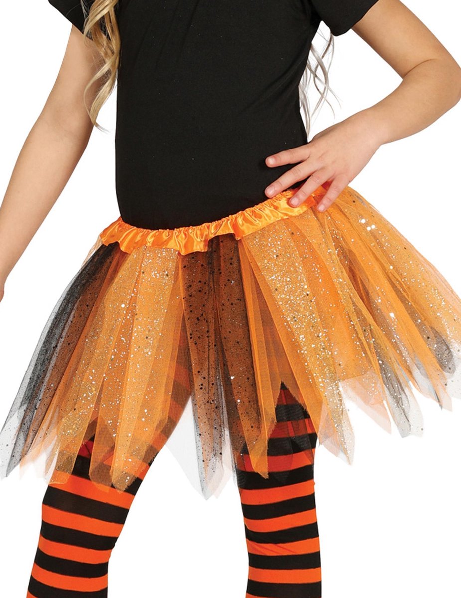 FIESTAS GUIRCA, S.L. - Zwarte en oranje tutu met glitters voor meisjes - Accessoires > Rokken, Tutus